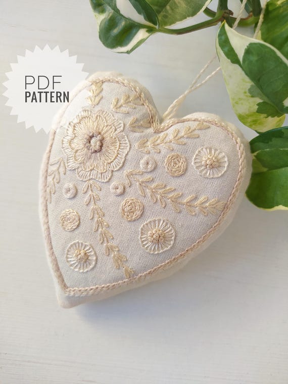 Tender Heart Embroidery PDF Pattern + Sewing Video Tutorial, Beginner Friendly Digital Download