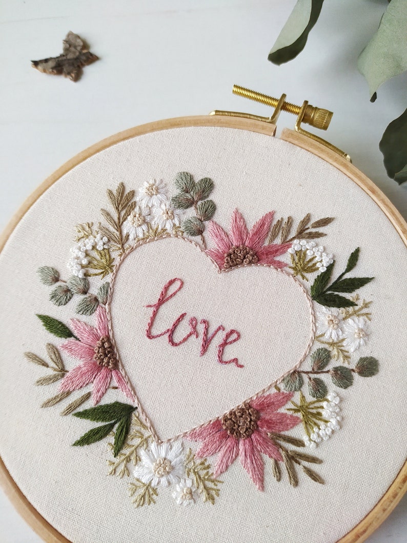 PDF Pattern/Embroidery Pattern/Detail instruction/Flower pattern/Botanical Collection/Digital Download/Flower ornament/Mother's Day/Heart image 4