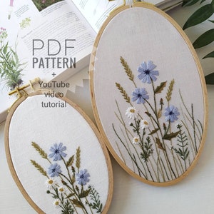 Patrón PDF/Patrón de bordado/Instrucciones detalladas/Patrón de flores/Colección botánica/Descarga digital/Adorno de flores/Hierbas