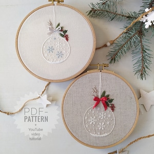 Christmas Ball Embroidery Pattern: Snowflake Ornament (PDF + Video)
