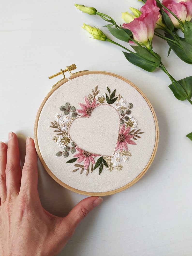 PDF Pattern/Embroidery Pattern/Detail instruction/Flower pattern/Botanical Collection/Digital Download/Flower ornament/Mother's Day/Heart image 6