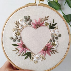 PDF Pattern/Embroidery Pattern/Detail instruction/Flower pattern/Botanical Collection/Digital Download/Flower ornament/Mother's Day/Heart image 2