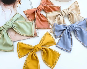 Hair Bow, Hair Clip, Hair Accessories, Solid Color Hair Bows, Metal Chain Hair Bow, Hair Bow for Adults, Kids, Fabric Hair Bow, Gift for Her
