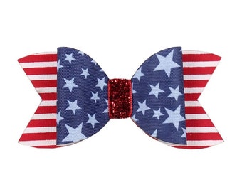 Fourth of July Bow, Patriotic bow, July 4th Bow Hair Clip, Baby 4th of July Headband, 4th of July Headband, Faux leather, Baby Headband.