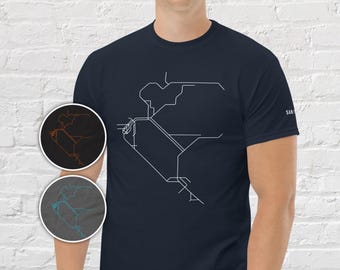 SAN FRANCISCO / T-Shirt / Heavyweight Cotton Unisex / Minimalist map illustration inspired by the bay area transit map / Muni / CalTrain
