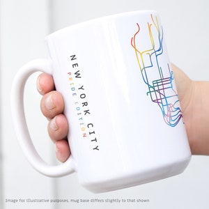 NEW YORK CITY / Pride Edition / Mugs / 2 Sizes / Minimalist map illustration inspired by New York's subway metro transport system image 2