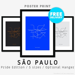 SAO PAULO / Poster Print / Minimalist map illustration inspired by Sao Paulo&#39;s metro transport network