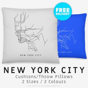 NEW YORK CITY / Sierkussen, Kussen / Minimalistische kaartillustratie geïnspireerd door het mta-metronetwerk in New York City, VS.