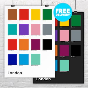 LÍNEAS DEL METRO DE LONDRES / Impresión de póster / Colección de estilos de carta de colores minimalistas de los modos de transporte de Londres / Metro / Tránsito / Tren / Regalo