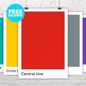 CENTRAL LINE / Poster Print / London Underground Tube Line Minimalist Colour Block Collection / Subway / Metro / UK / Transit / Train / Gift