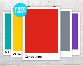 CENTRAL LINE / Poster Print / London Underground Tube Line Minimalist Colour Block Collection / Subway / Metro / UK / Transit / Train / Gift