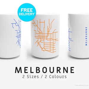 MELBOURNE / Mugs / 2 Sizes / Minimalist map illustration inspired by Melbourne&#39;s classic tram network map