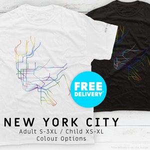 NEW YORK CITY / Pride Editions / T-Shirt / Heavyweight Cotton Unisex / Carte minimaliste inspirée du réseau de métro mta à New York