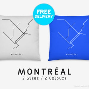 MONTREAL / Sierkussen, Kussen / Minimalistische kaartillustratie geïnspireerd op het STM-metrovervoernetwerk in Montreal, Canada