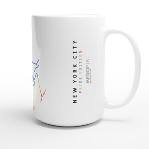 NEW YORK CITY / Pride Edition / Mugs / 2 Sizes / Minimalist map illustration inspired by New York's subway metro transport system image 5