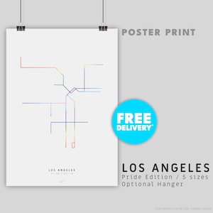 LOS ANGELES / Pride Edition / Stampa poster / Minimal / Mappa / Diagramma / Line Art / Metro / Busway / Transito / California / LA / Gay / lgbtqi