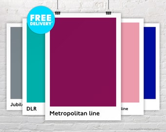 METROPOLITAN LINE / Poster Print / London Underground Tube Line / Minimalist / Pantone Style / Tube / Metro / Transit / Moving Home