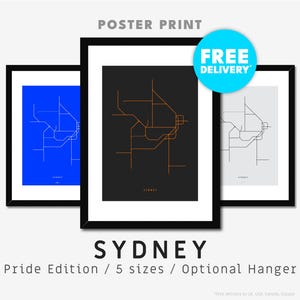 SYDNEY / ** MIS À JOUR EN 2025 ** / Impression d'affiche / Illustration de carte minimaliste inspirée du réseau de transport ferroviaire et métropolitain de Sydney