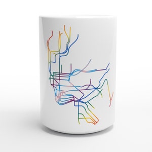 NEW YORK CITY / Pride Edition / Mugs / 2 Sizes / Minimalist map illustration inspired by New York's subway metro transport system image 4