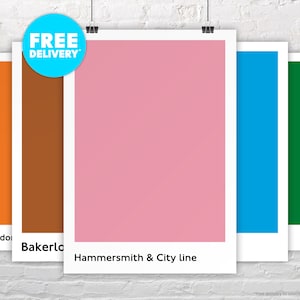 HAMMERSMITH & CITY LINE / Poster Print / London Underground Tube Line / Minimalistisch / Pantone Style / Subway / Metro / Transit / Gift