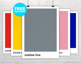 JUBILEE LINE / Poster Print / London Underground Tube Line / Minimalist / Pantone Style  / Subway / Metro / Transit / Gift / Moving Home