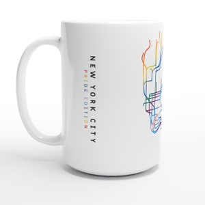 NEW YORK CITY / Pride Edition / Mugs / 2 Sizes / Minimalist map illustration inspired by New York's subway metro transport system image 3