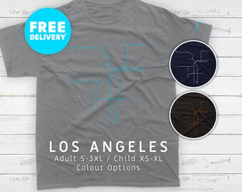 LOS ANGELES / T-Shirt / Metro / Transit / Minimalist / Map / LA  / Clothing / Minimal / Illustration / Line / Unisex / Child / Tee /