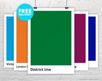 DISTRICT LINE / Poster Print / London Underground Tube Line / Minimalist / Pantone Style  / Subway / Metro / Transit / Train / Gift