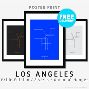 LOS ANGELES / Poster Print / Minimal / Map / Diagram / Line Art / Metro / Busway / Transit / California / LA / Minimal / Rail /  Network