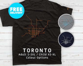 TORONTO / T-Shirt / Heavyweight Cotton Unisex / Minimalist map illustration inspired by the TTC metro and streetcar transit system