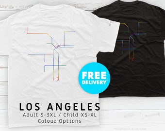 LOS ANGELES / Pride Editions / T-Shirt / Metro / Transit / Minimalist / Map / Clothing / Minimal / LGBTQI / Gay / Rainbow / Trans / Line