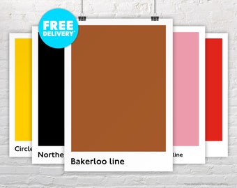 BAKERLOO LINE / Poster Print / London Underground Tube Line / Minimalist / Pantone Style  / Subway / Metro / Transit / Train / Gift