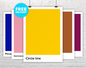 CIRCLE LINE / Poster Print / London Underground Collection / All Tube Lines / Subway / Metro / Transit / Gift / Yellow / Minimal / Pantone