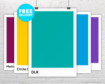 DLR / Docklands Light Rail / Poster Print / London Underground Tube Line / Minimalist / Pantone Style  / Subway / Metro / Transit / Gift