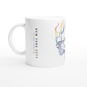 NEW YORK CITY / Pride Edition / Mugs / 2 Sizes / Minimalist map illustration inspired by New York's subway metro transport system image 6