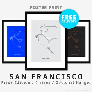 SAN FRANCISCO / Poster Print / Minimalist map illustration inspired by San Francisco&#39;s subway metro and train transport system