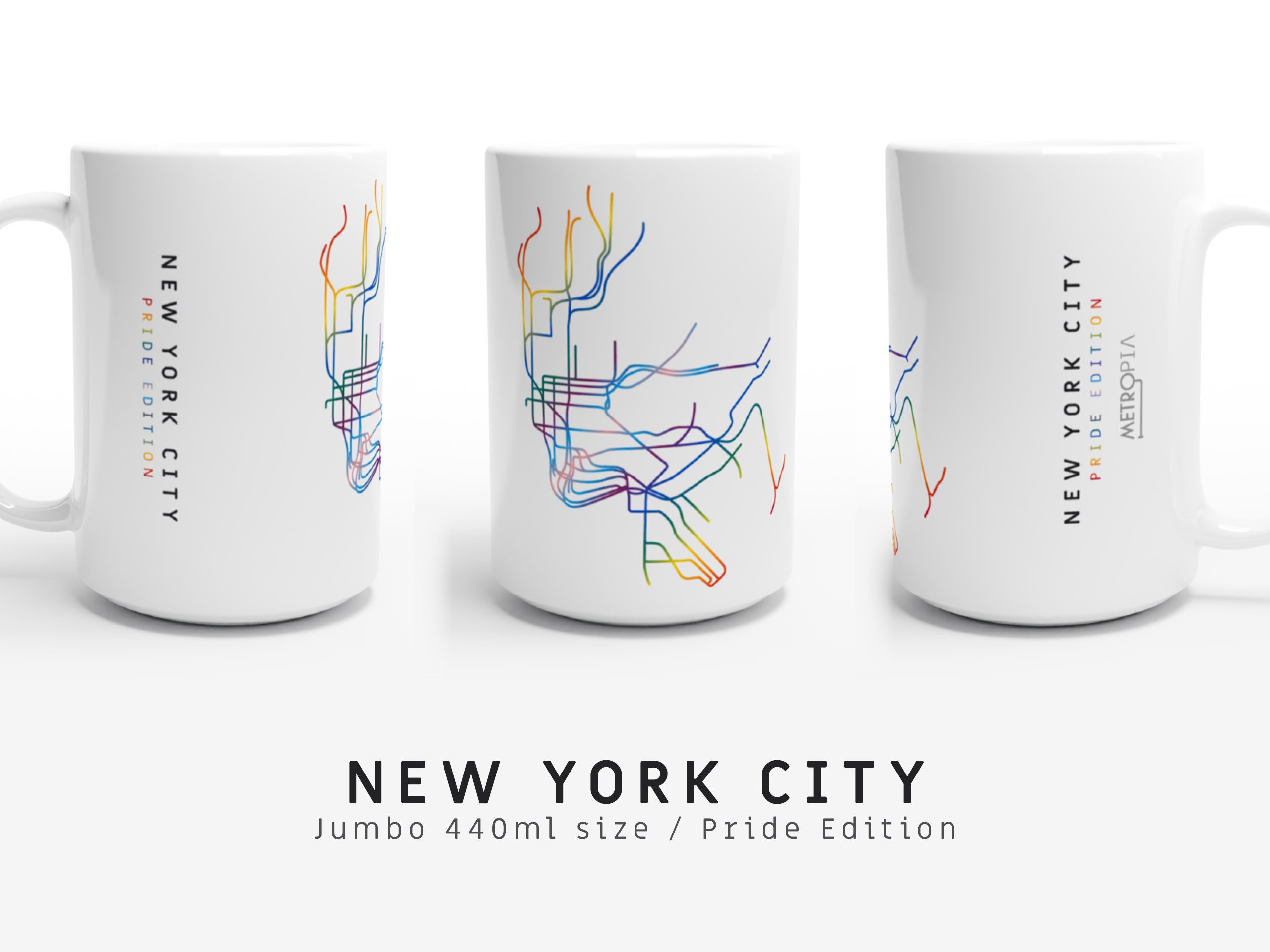 New York City/Pride Edition Jumbo 440Ml | 15 Floz Mug Illustration de Carte d'art en Ligne Inspirée 