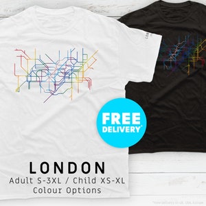 LONDRES / Pride Editions / T-Shirt / Underground / Tube / Minimaliste / Map / Vêtements / Minimal / LGBTQI / Gay / Rainbow / Trans / Line