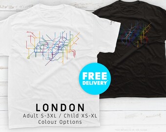 LONDON / Pride Editions / T-Shirt / Underground / Tube / Minimalist / Map / Clothing / Minimal / LGBTQI / Gay / Rainbow / Trans / Line