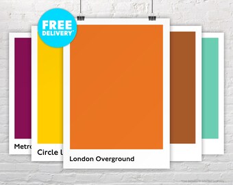 LONDON OVERGROUND / Poster Print / London Transport Rail / Minimalist / Pantone Style / Tube / Metro / Transit / Moving Home / Underground