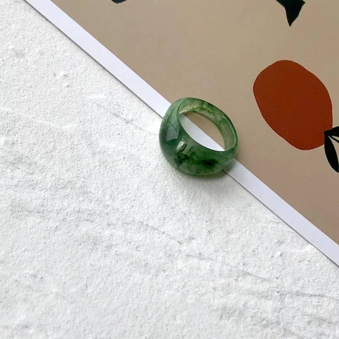 Sage green dome ring Acetate Resin chunky Rings Thick sage Etsy