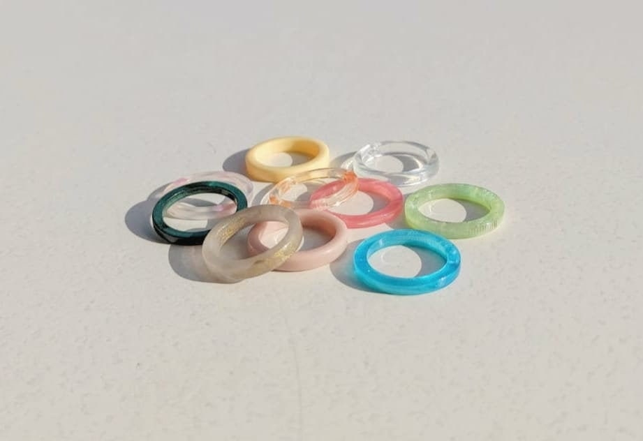 Dainty & Minimalist Thin Ring - Summer collection -  Acetate Resin St…