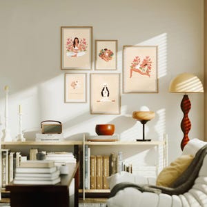 Set di 5 stampe artistiche / Decorazione da parete con citazioni positive su caffè, yoga e altro / Pacchetto di stampe minimaliste neutre / Set regalo per parete con galleria senza cornice