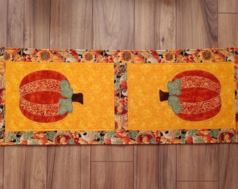 Colorful Pumpkin Table Runner - Handmade one-of-a-Kind Runner - Harvest Kitchen Decor - Thanksgiving Centerpiece