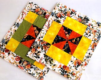 Quilted Cotton Placemats – Vintage‑Style Floral Patchwork, Set of 4”
