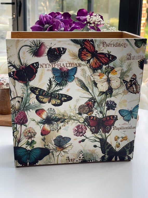 Waste Paper Bin, New Home Gift, Papilionidae, Office Bin, Toilet Roll Holder, Hallway Storage, Powder Room, Butterflies, Magazine Holder