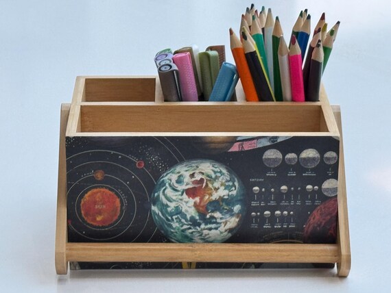 New Baby Gift, Space Design, Planet, Planets, Colouring Pencils, Playroom, Nursery Organiser, Neice Nephew Gift, Little Boy Girl’s Room Gift
