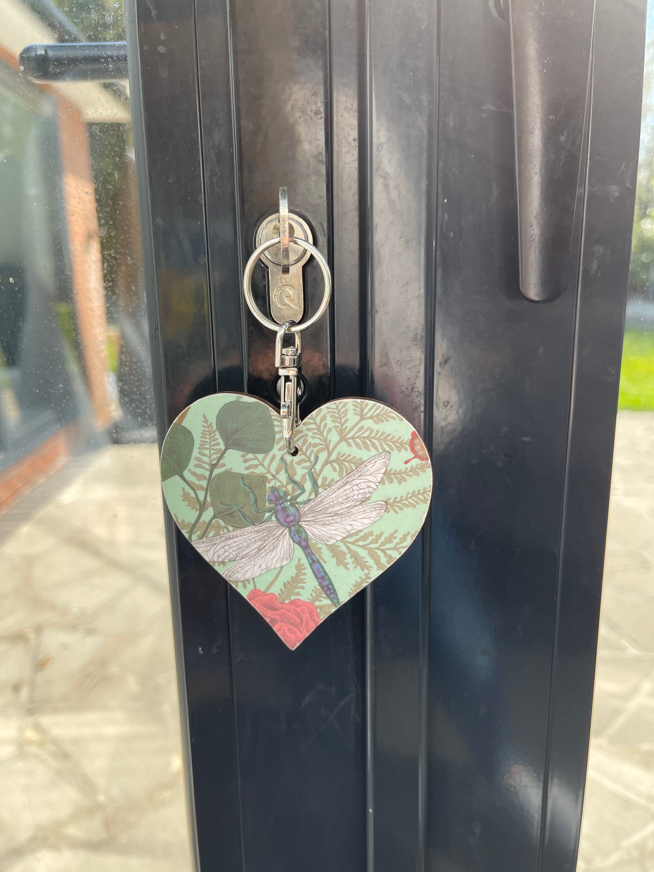 Decoupaged Wooden Keyring Keychain Flower Keyring Floral Etsy