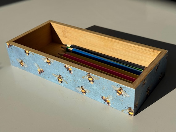 Bedside Tray, Bamboo Tray, Decorative Tray, Bedside Tray, New Home Gift, Key Pot, Bee Design, Mum Present, Gift for Aunt