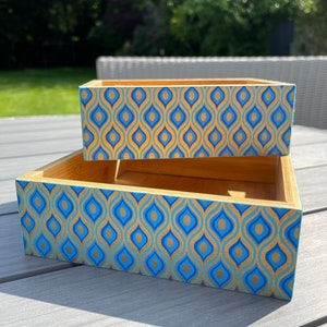 Caja de bambú de madera decoupaged bandeja de almacenamiento | Etsy